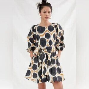 Anthropologie Maeve Destin Tie-Waist Poplin Mini Dress